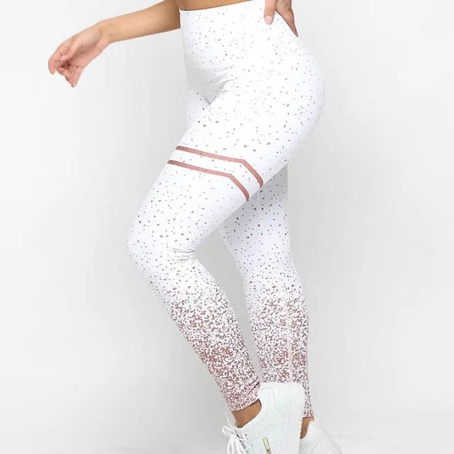 Gold Print High Waist Fitness Leggings