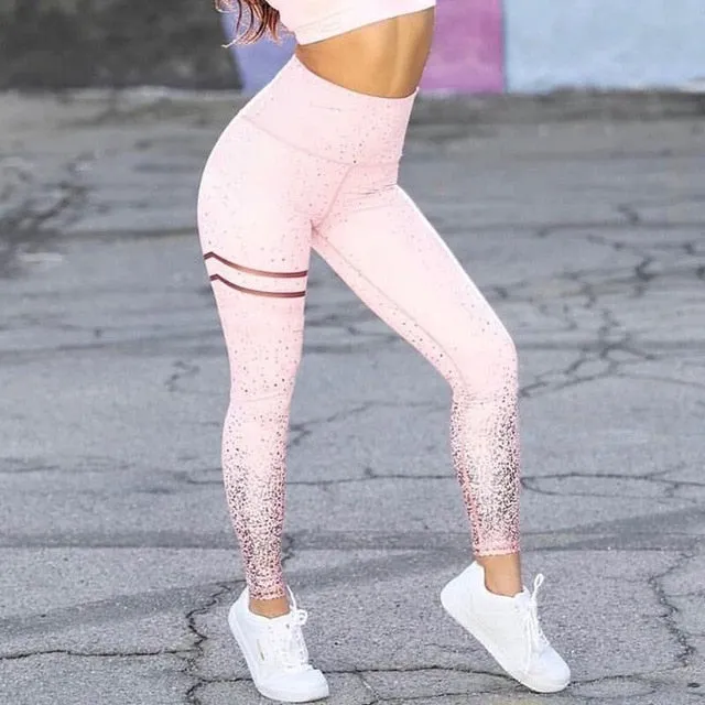 Gold Print High Waist Fitness Leggings