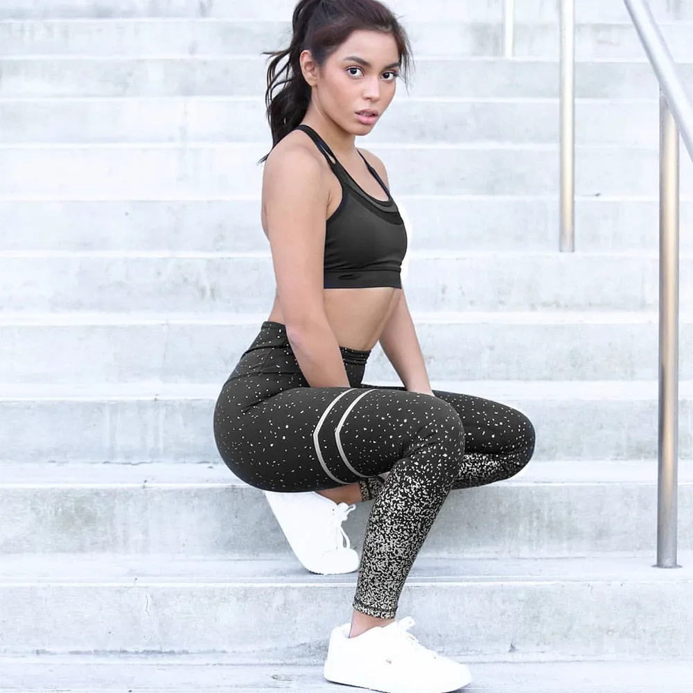 Gold Print High Waist Fitness Leggings