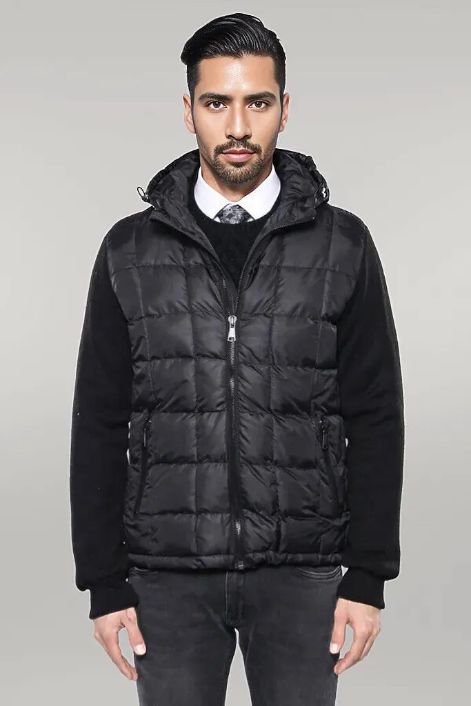 Hooded Black Coat Jacket | Wessi
