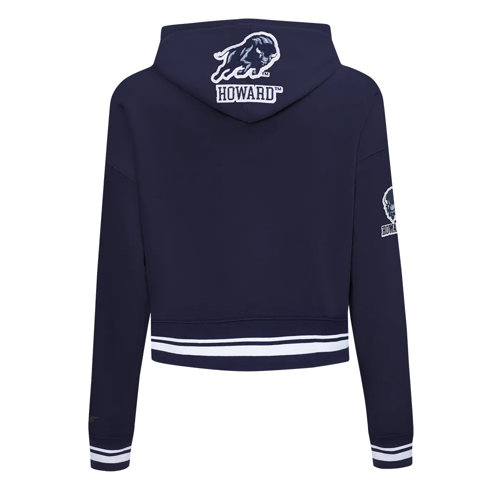 HOWARD UNIVERSITY CLASSIC WOMEN'S RIB CROPPED PO HOODIE (MIDNIGHT NAVY)