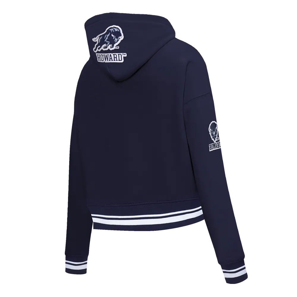 HOWARD UNIVERSITY CLASSIC WOMEN'S RIB CROPPED PO HOODIE (MIDNIGHT NAVY)