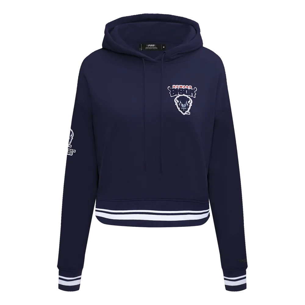HOWARD UNIVERSITY CLASSIC WOMEN'S RIB CROPPED PO HOODIE (MIDNIGHT NAVY)