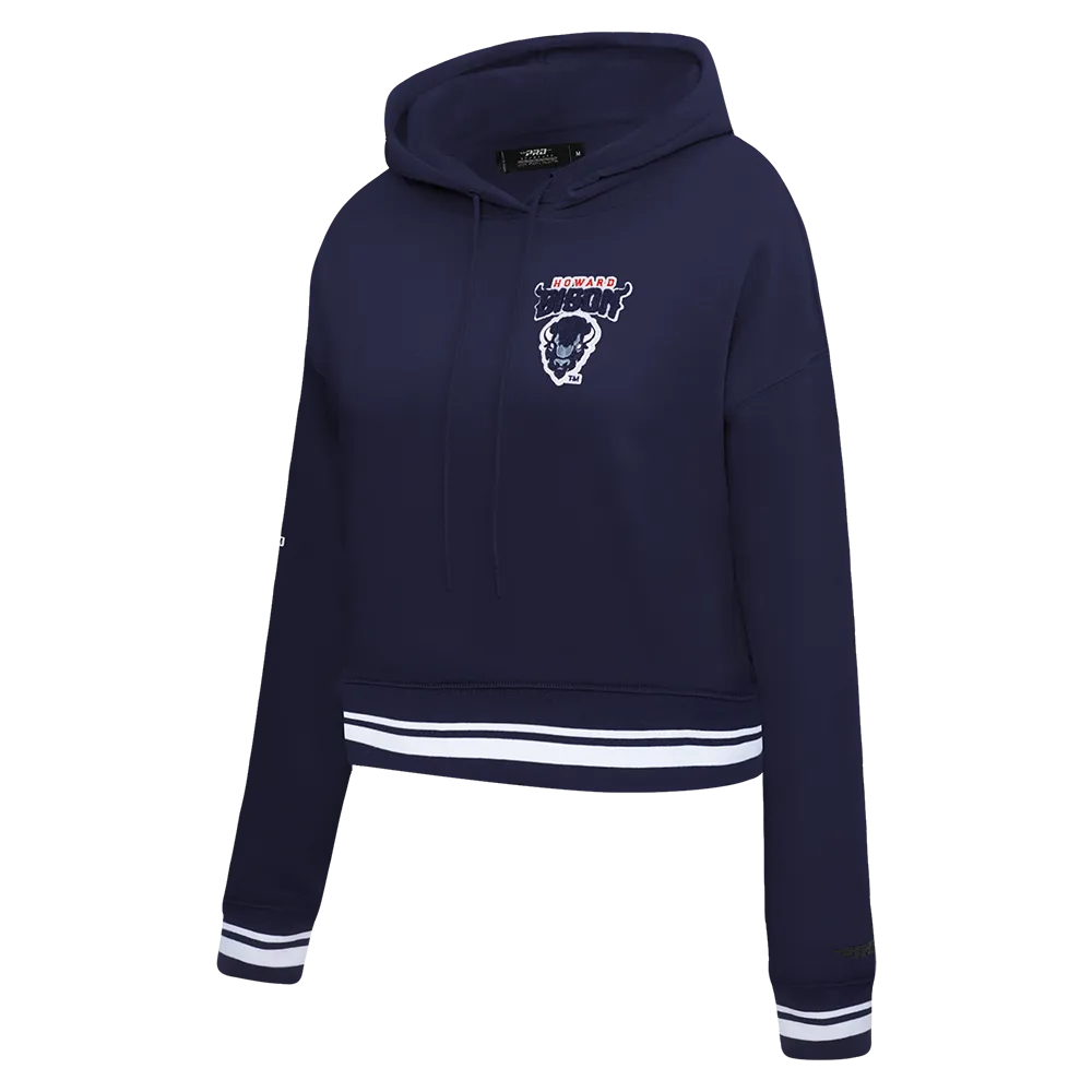 HOWARD UNIVERSITY CLASSIC WOMEN'S RIB CROPPED PO HOODIE (MIDNIGHT NAVY)