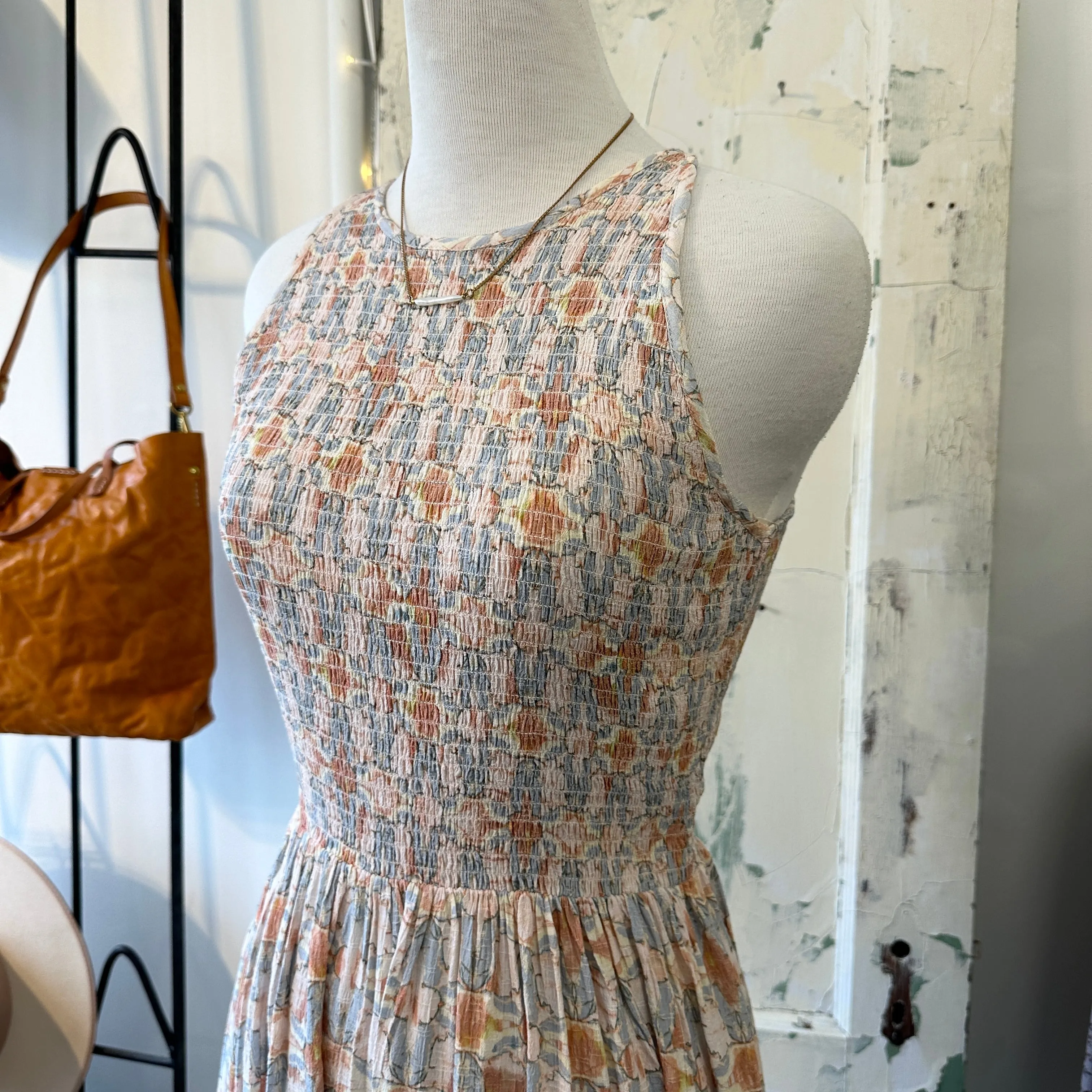 Indi & Cold // Smocked Criss Cross Dress Print