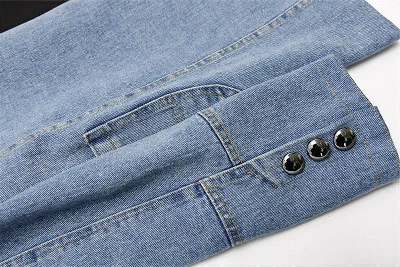 K-Pop Denim Patchwork Blazer