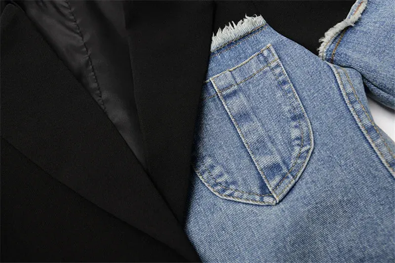 K-Pop Denim Patchwork Blazer