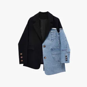 K-Pop Denim Patchwork Blazer