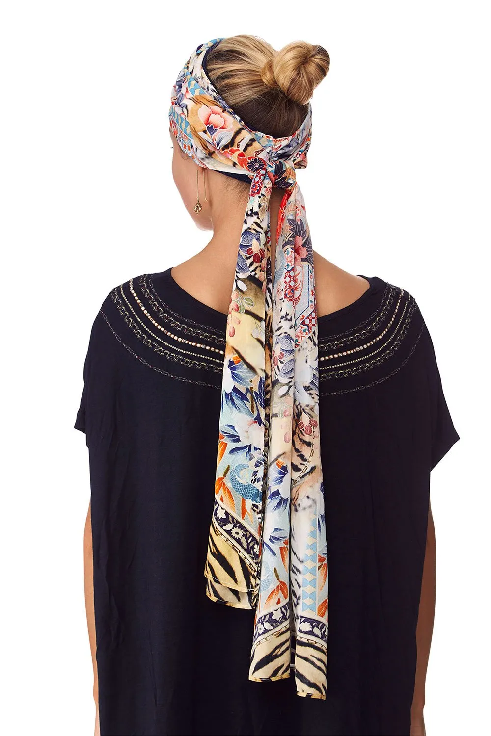 KNITTED HEAD BAND WITH SILK SCARF THE LONELY WILD