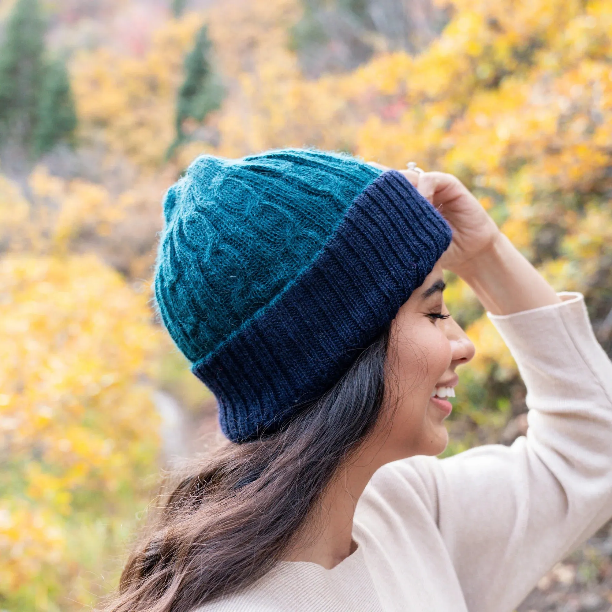 Knitted Reversible Cable Beanie (Color Options)