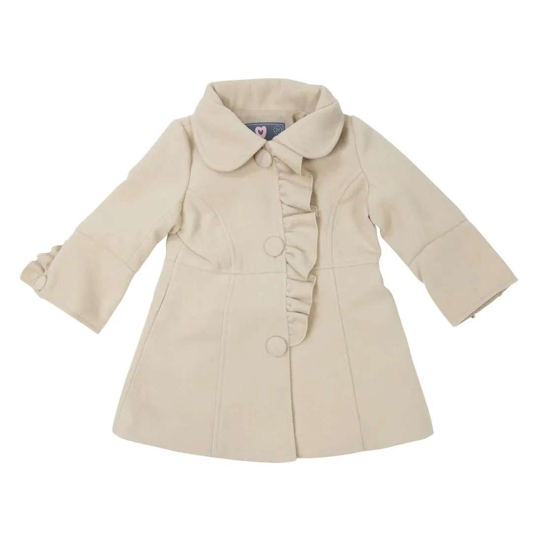 Korango Faux Wool Collared Overcoat - Beige