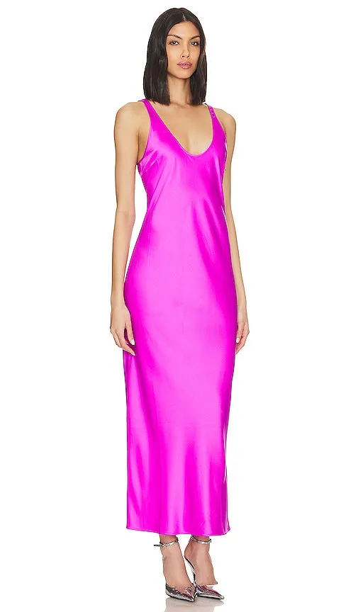 L'AGENCE Akiya Tank Midi Dress in Pink