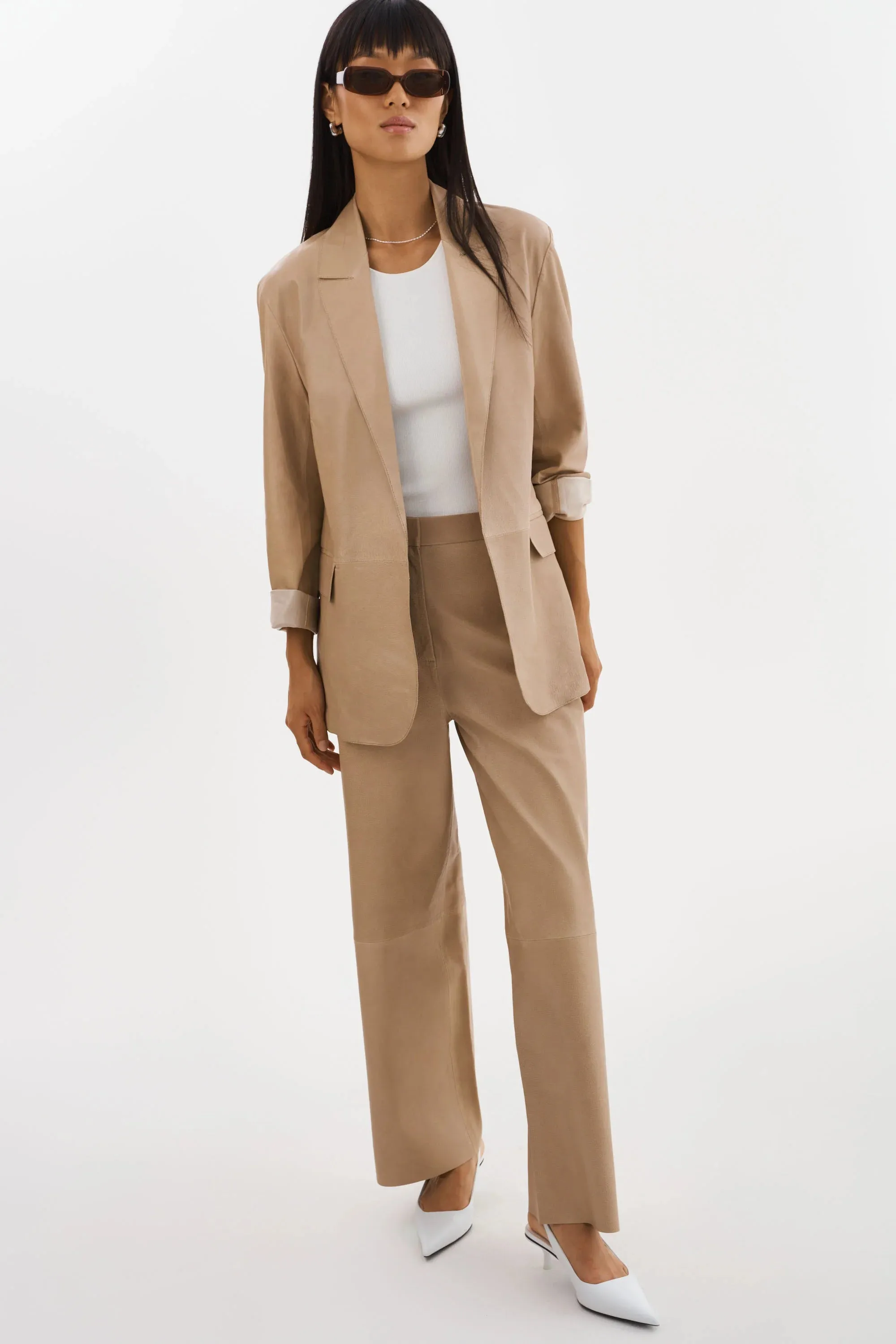 Lamarque Quirina Leather Blazer- Beige