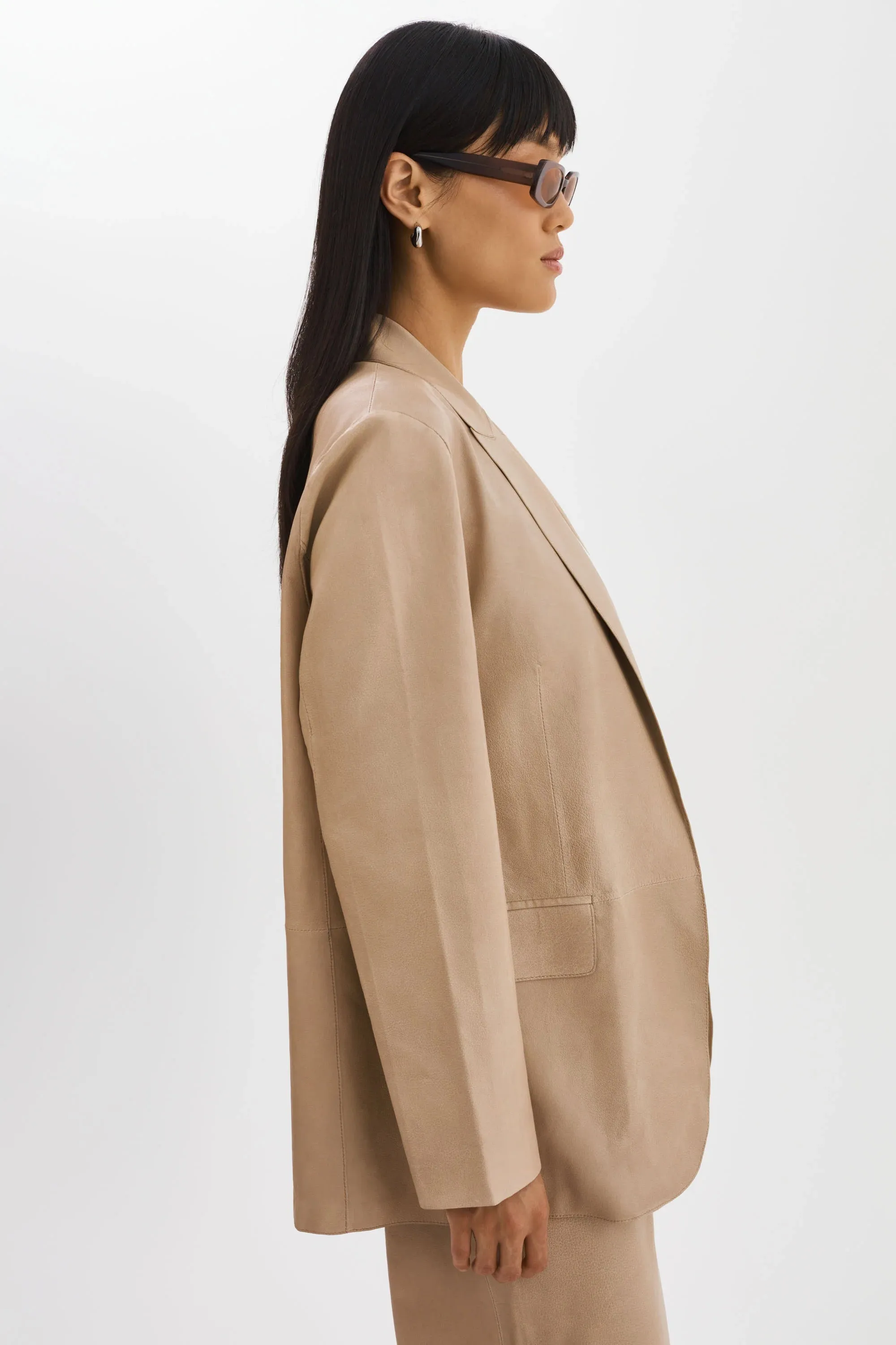 Lamarque Quirina Leather Blazer- Beige