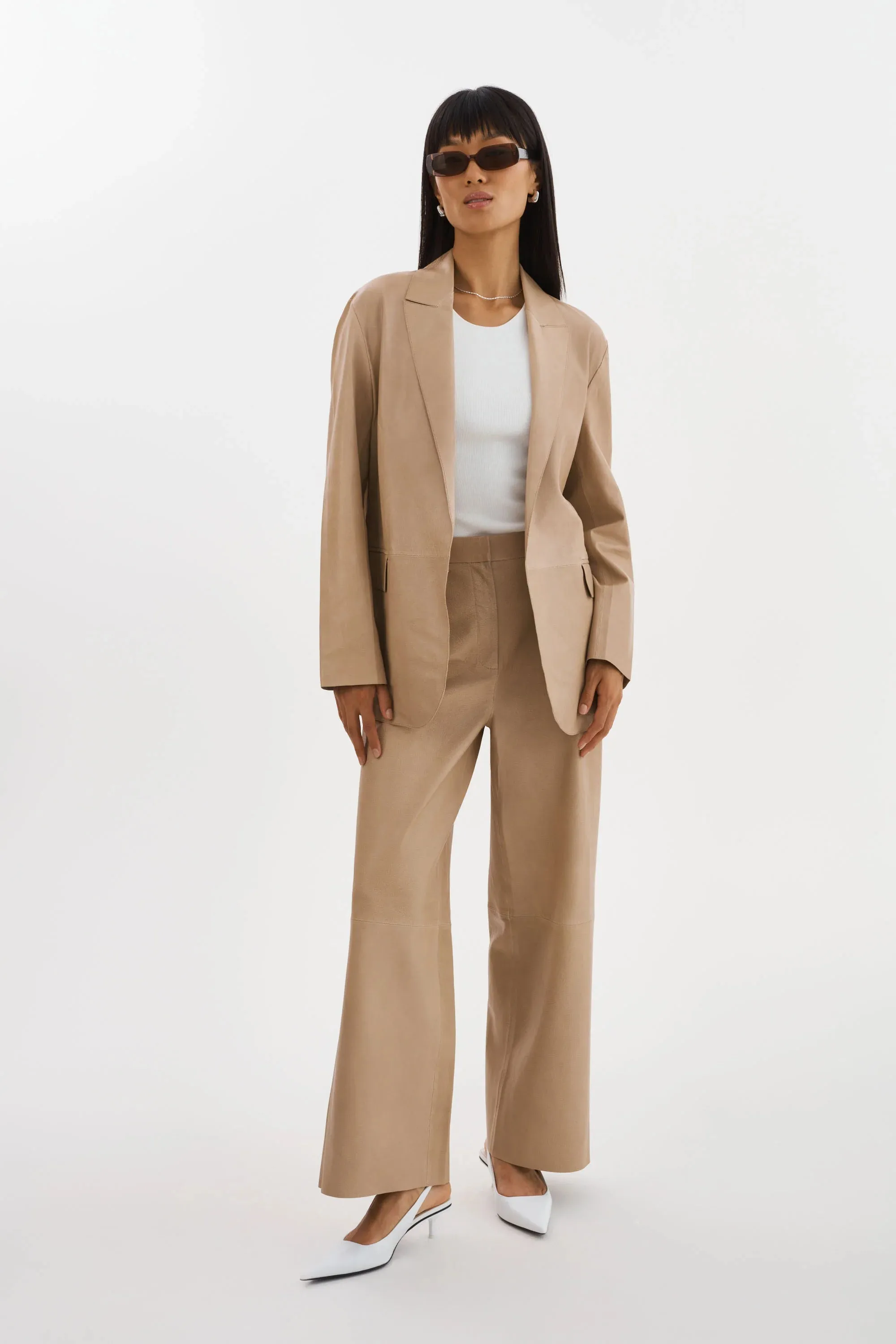 Lamarque Quirina Leather Blazer- Beige