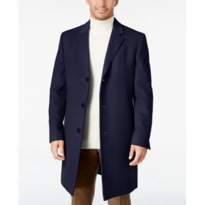 Lauren Ralph Lauren Mens Classic fit Overcoat Coat 36 S Navy Blue Solid