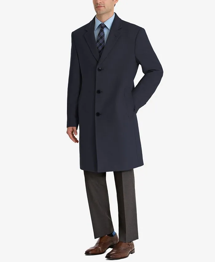 Lauren Ralph Lauren Mens Classic fit Overcoat Coat 36 S Navy Blue Solid