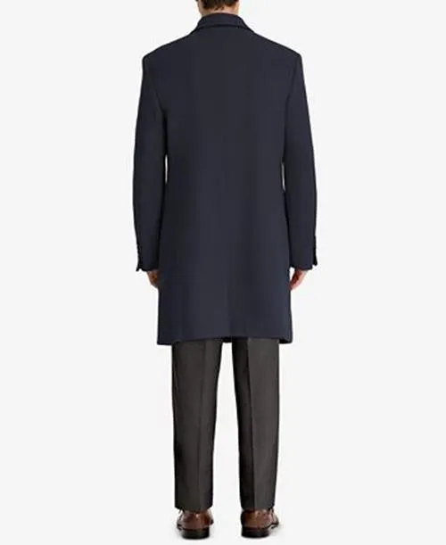 Lauren Ralph Lauren Mens Classic fit Overcoat Coat 36 S Navy Blue Solid
