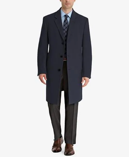 Lauren Ralph Lauren Mens Classic fit Overcoat Coat 36 S Navy Blue Solid