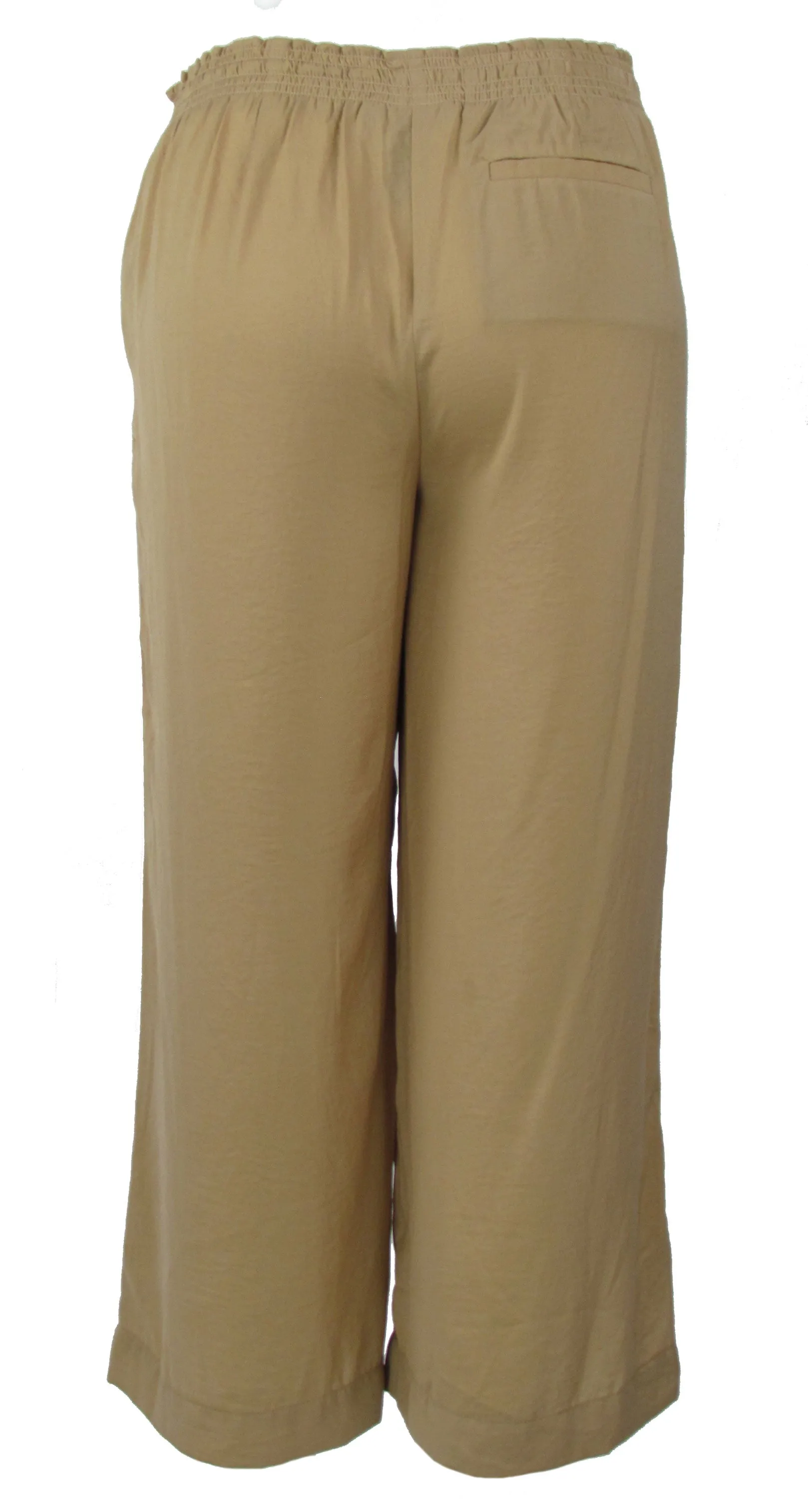 Lauren Ralph Lauren Womens Drawstring Waist Cropped Wide Leg Pants Beige Size 12