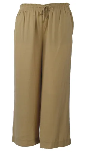 Lauren Ralph Lauren Womens Drawstring Waist Cropped Wide Leg Pants Beige Size 12