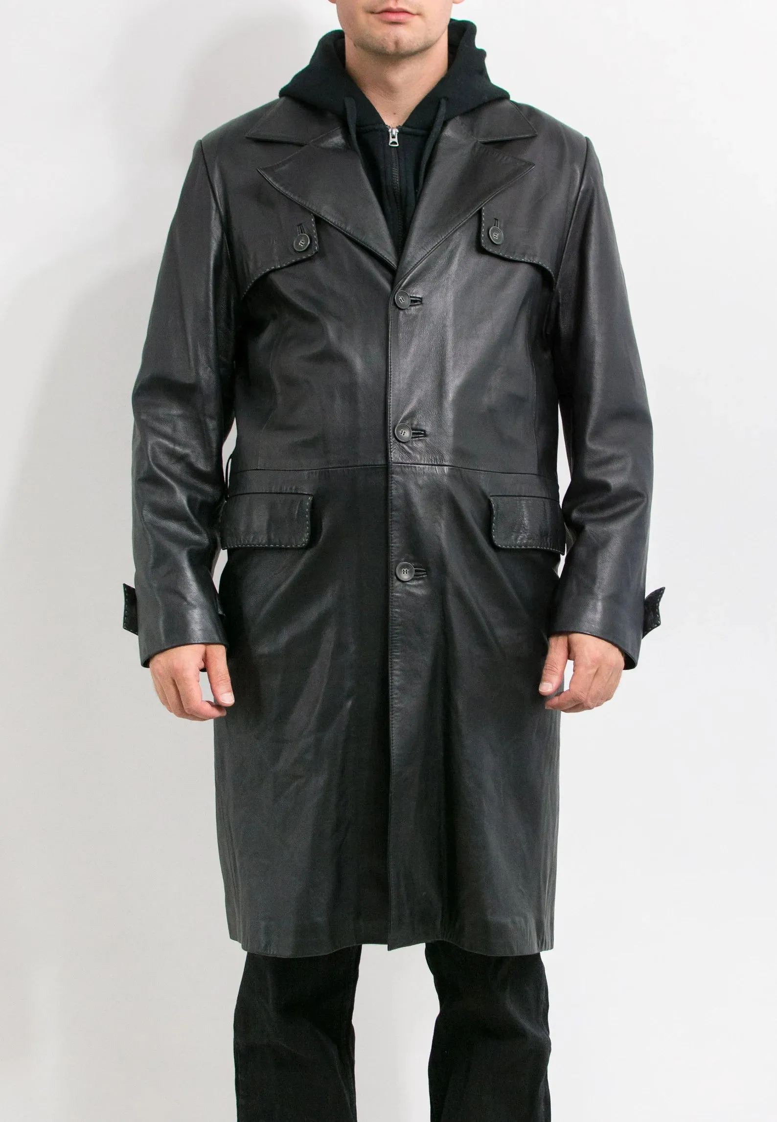Leather Trench Coat For Men's