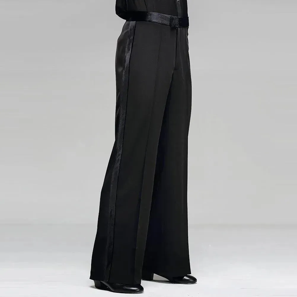 Mens Ballroom Dance Pants Guys Dance Pants for Latin, Modern Dance with Wide Leg Sideband Design