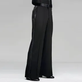 Mens Ballroom Dance Pants Guys Dance Pants for Latin, Modern Dance with Wide Leg Sideband Design