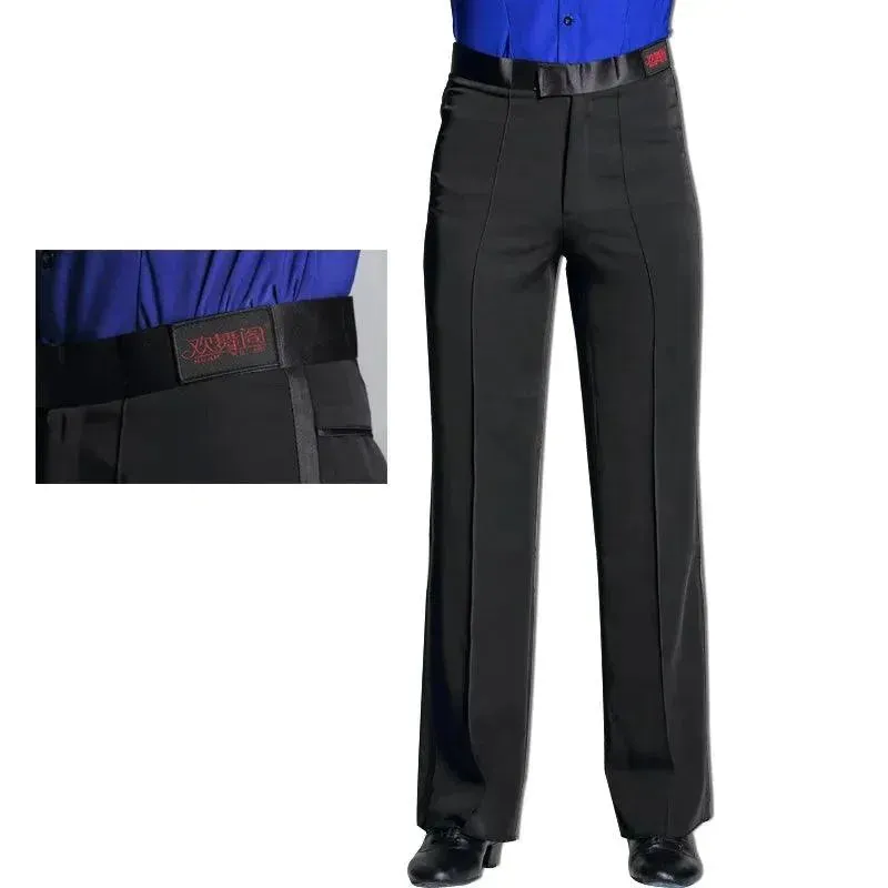 Mens Ballroom Dance Pants Guys Dance Pants for Latin, Modern Dance with Wide Leg Sideband Design
