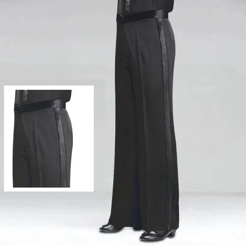 Mens Ballroom Dance Pants Guys Dance Pants for Latin, Modern Dance with Wide Leg Sideband Design