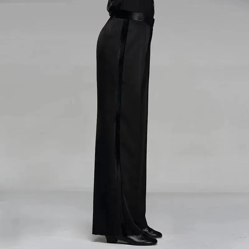 Mens Ballroom Dance Pants Guys Dance Pants for Latin, Modern Dance with Wide Leg Sideband Design