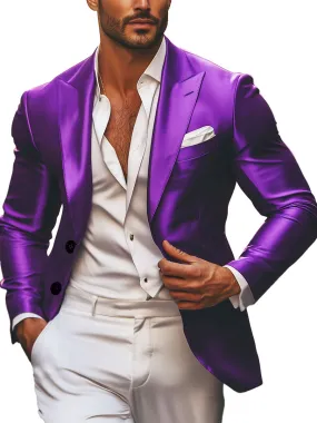 Men's Solid Color Single Breasted Silk Elegant Blazer