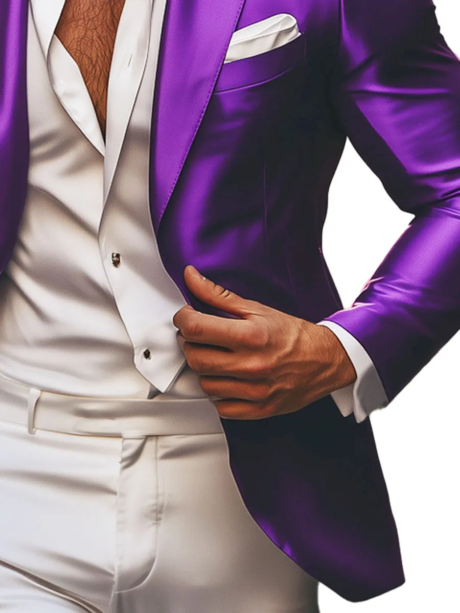 Men's Solid Color Single Breasted Silk Elegant Blazer