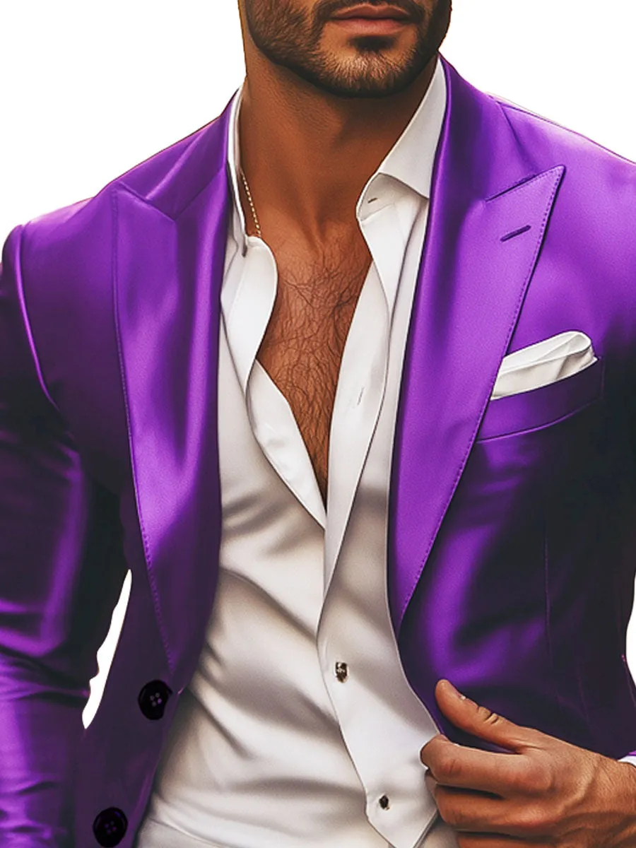 Men's Solid Color Single Breasted Silk Elegant Blazer