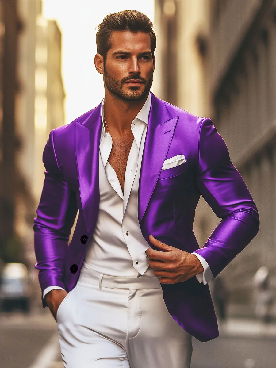Men's Solid Color Single Breasted Silk Elegant Blazer