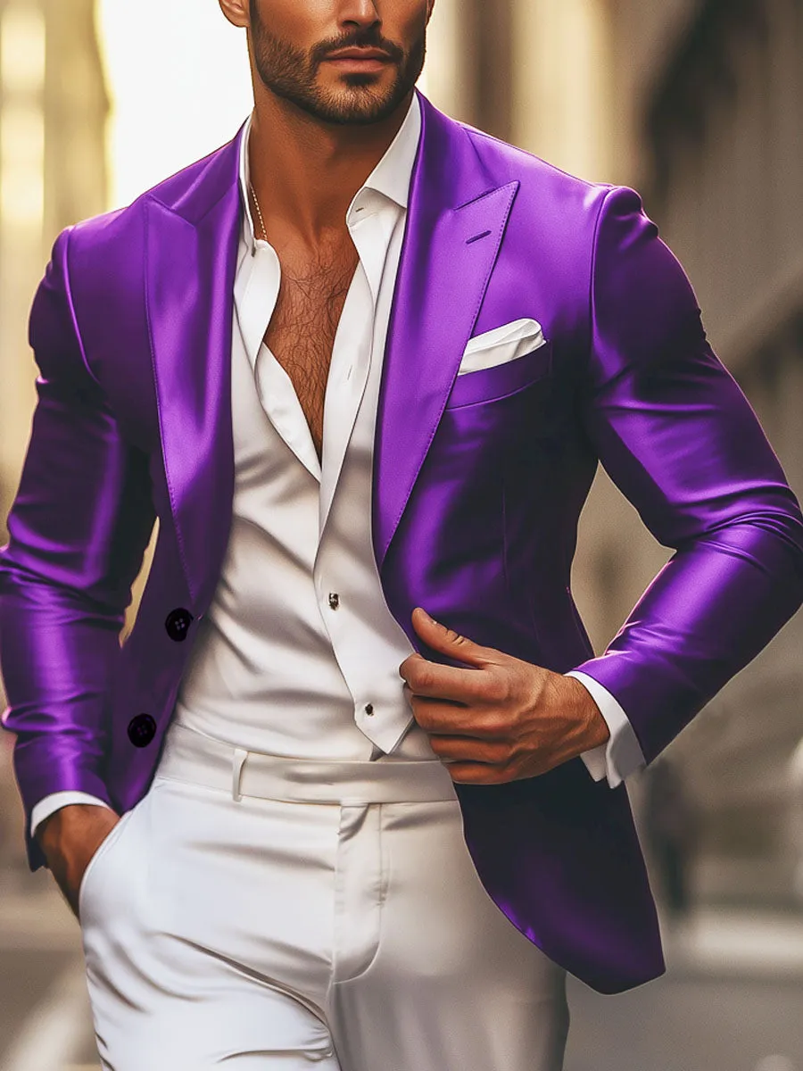 Men's Solid Color Single Breasted Silk Elegant Blazer