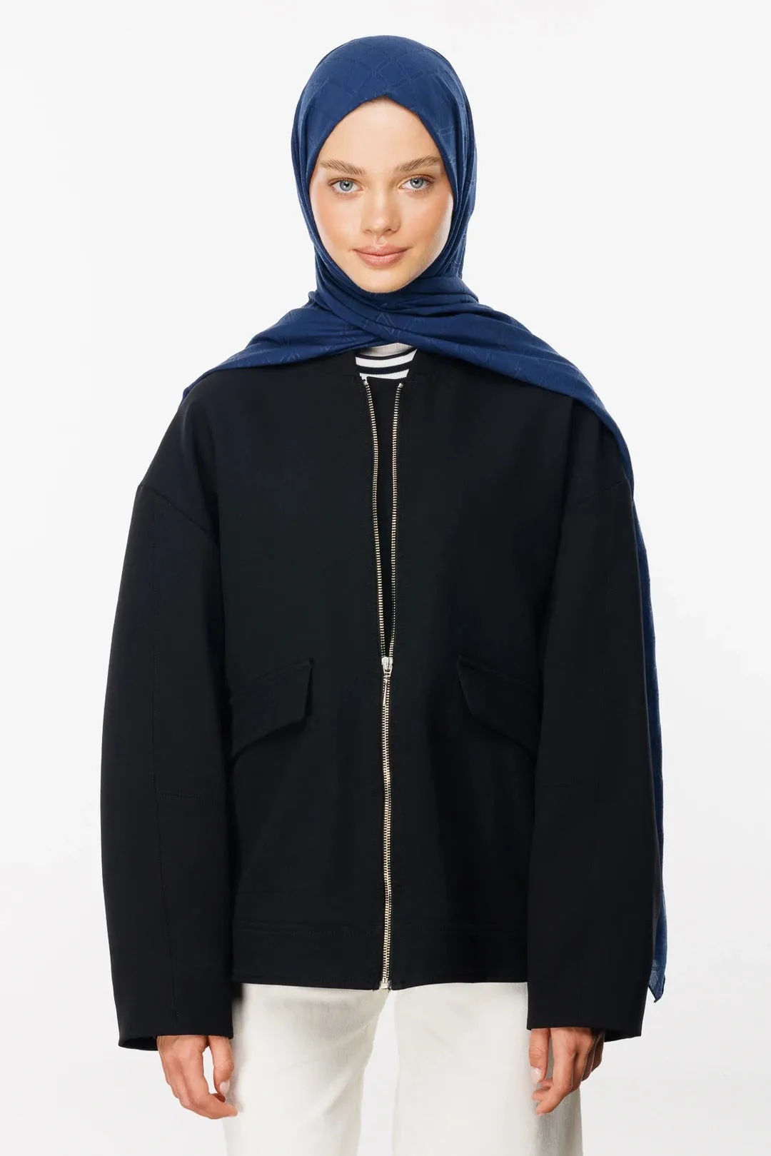 Navyblue Bamboo Jacquard Hijab