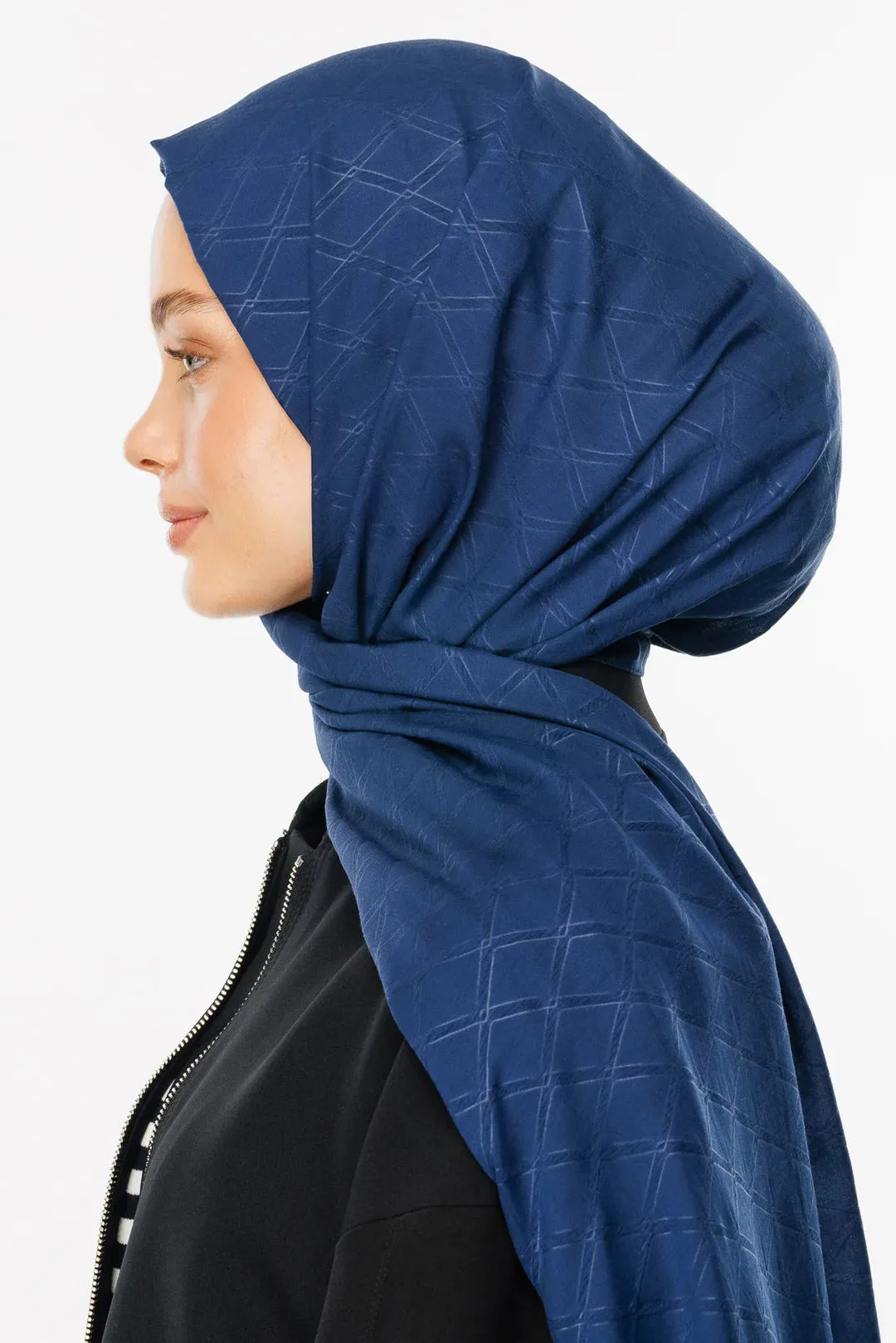 Navyblue Bamboo Jacquard Hijab