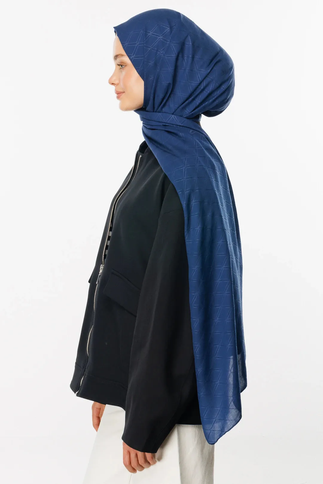Navyblue Bamboo Jacquard Hijab