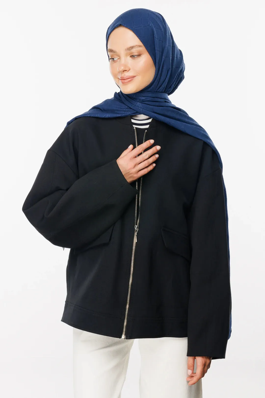 Navyblue Bamboo Jacquard Hijab