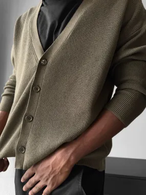 Oversize Crop Cardigan - Khaki