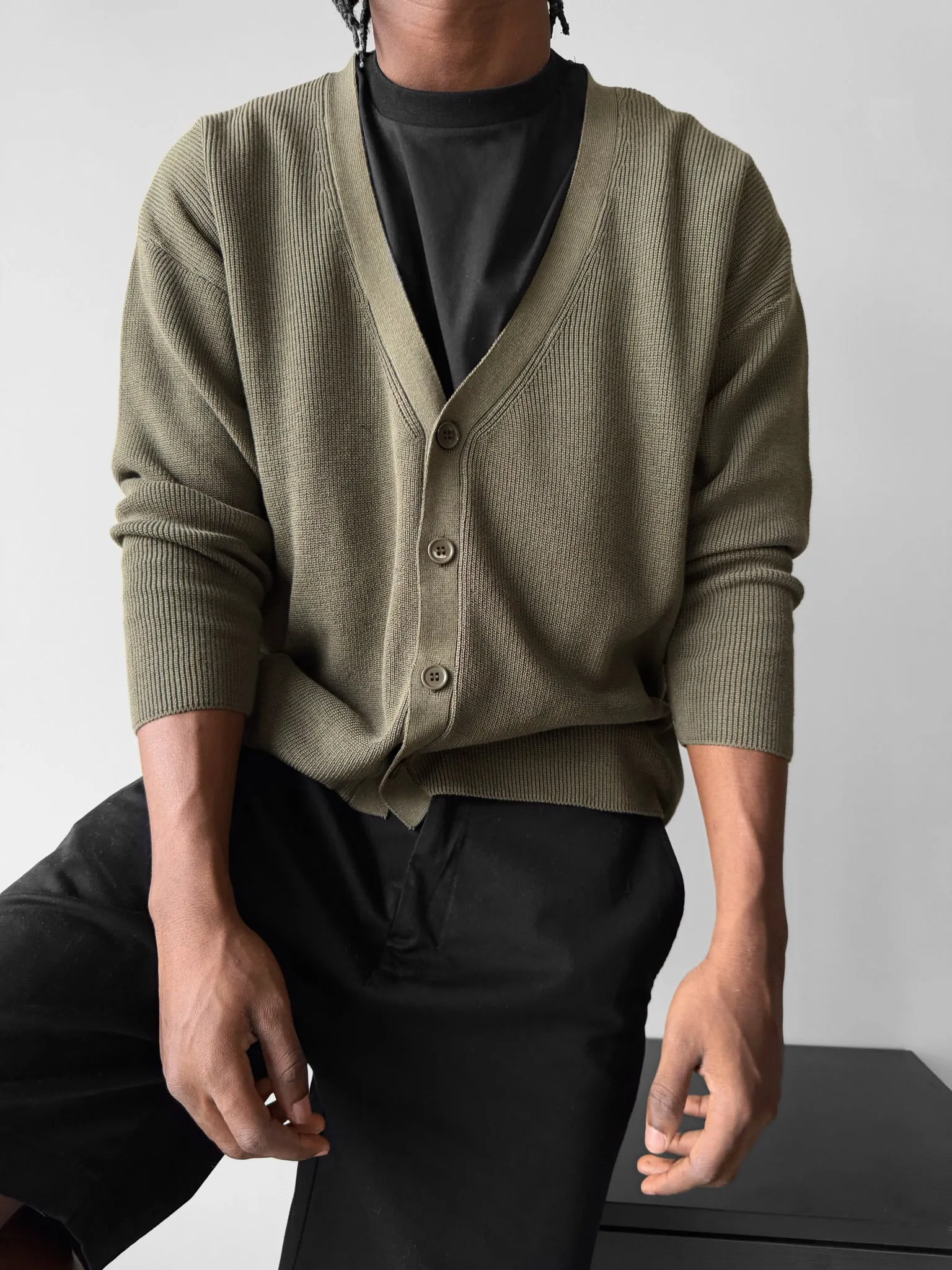 Oversize Crop Cardigan - Khaki