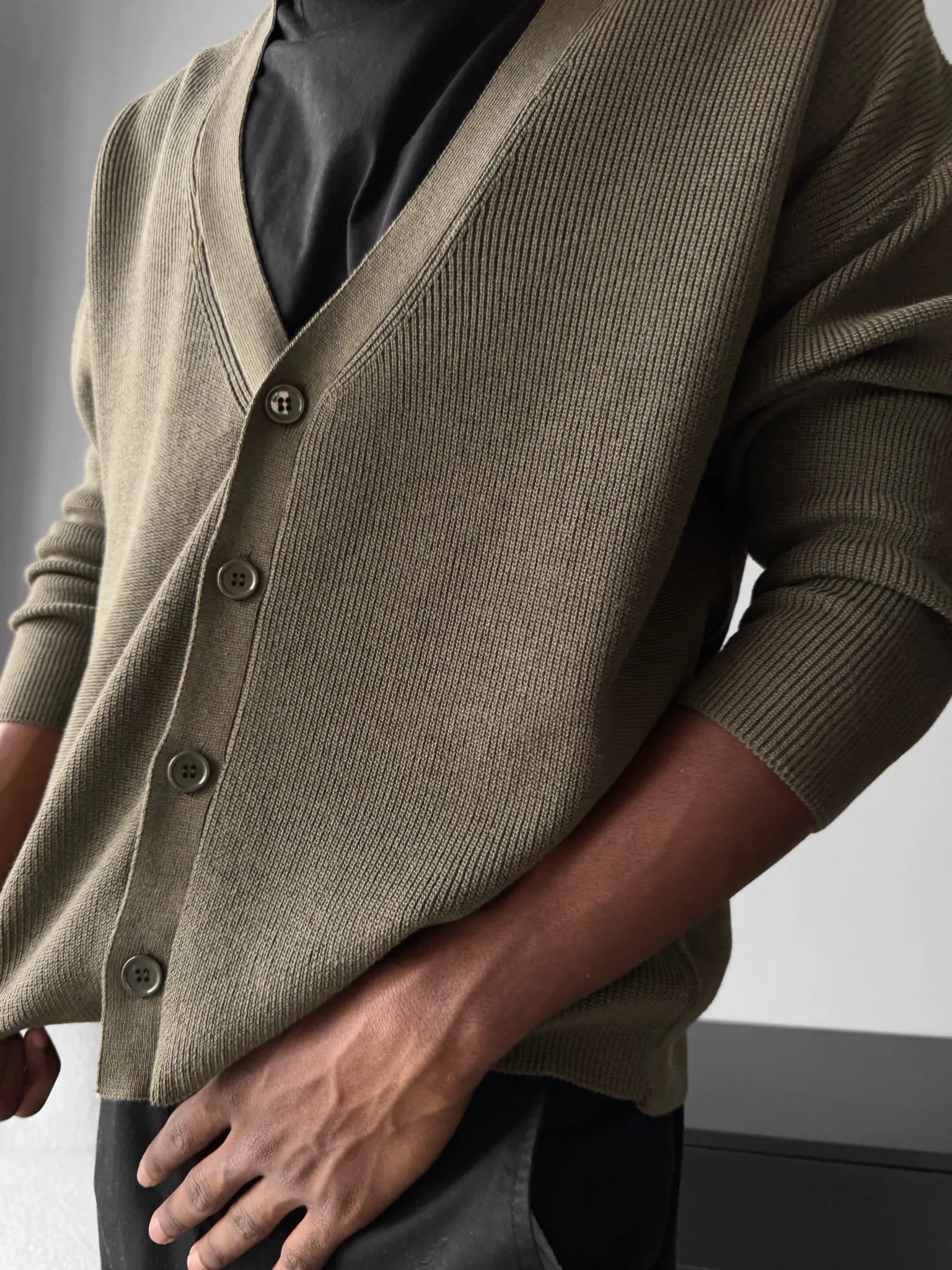 Oversize Crop Cardigan - Khaki