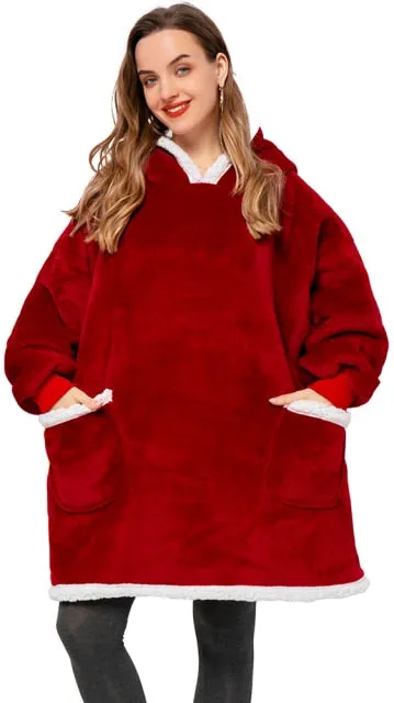 Oversized Hoodies Sweatshirt - Women Winter Hoodie Fleece . Giant TV Blanket With Sleeves Pullover