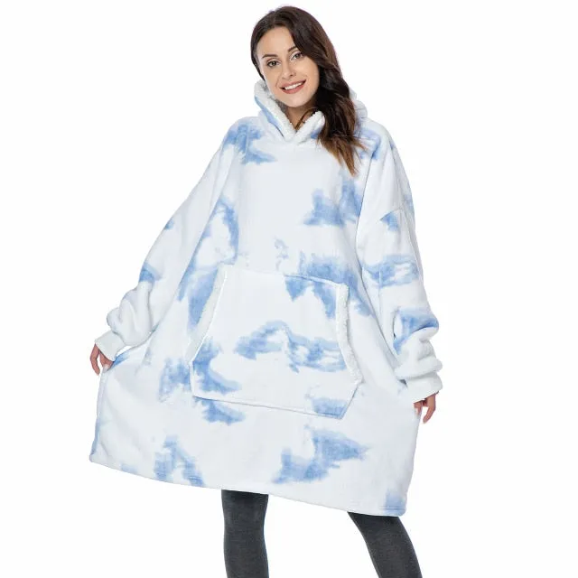 Oversized Hoodies Sweatshirt - Women Winter Hoodie Fleece . Giant TV Blanket With Sleeves Pullover