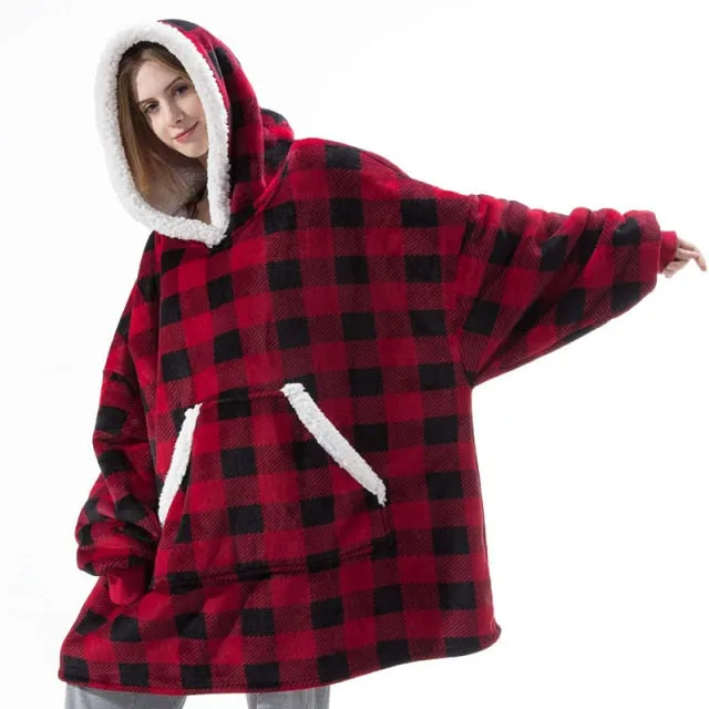Oversized Hoodies Sweatshirt - Women Winter Hoodie Fleece . Giant TV Blanket With Sleeves Pullover