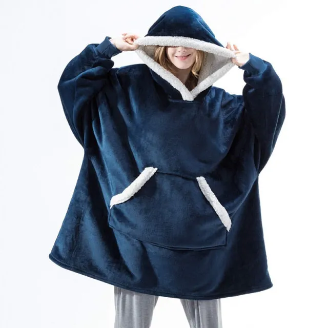 Oversized Hoodies Sweatshirt - Women Winter Hoodie Fleece . Giant TV Blanket With Sleeves Pullover