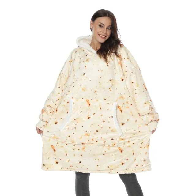 Oversized Hoodies Sweatshirt - Women Winter Hoodie Fleece . Giant TV Blanket With Sleeves Pullover