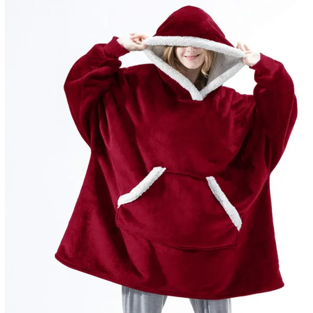 Oversized Hoodies Sweatshirt - Women Winter Hoodie Fleece . Giant TV Blanket With Sleeves Pullover