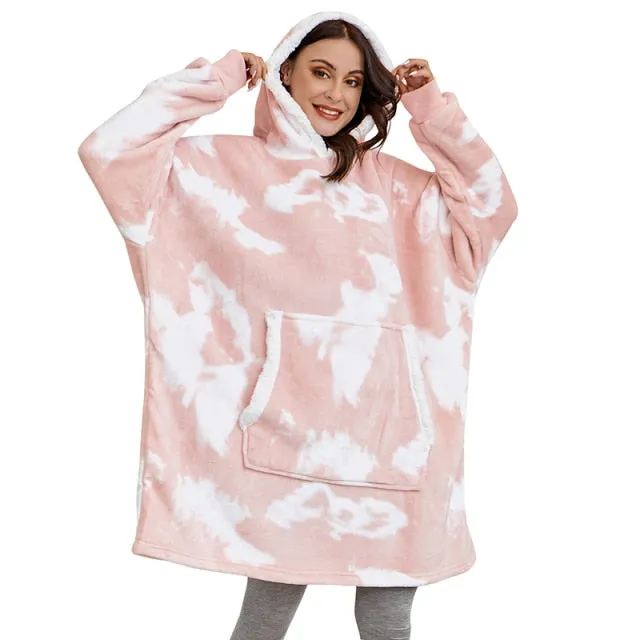 Oversized Hoodies Sweatshirt - Women Winter Hoodie Fleece . Giant TV Blanket With Sleeves Pullover